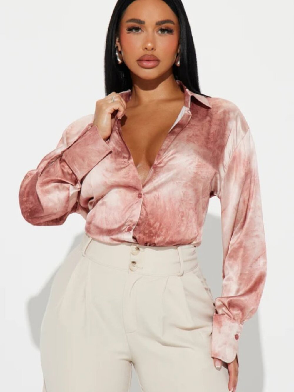 Fashion Nova Mauve Long Sleeve Shirt